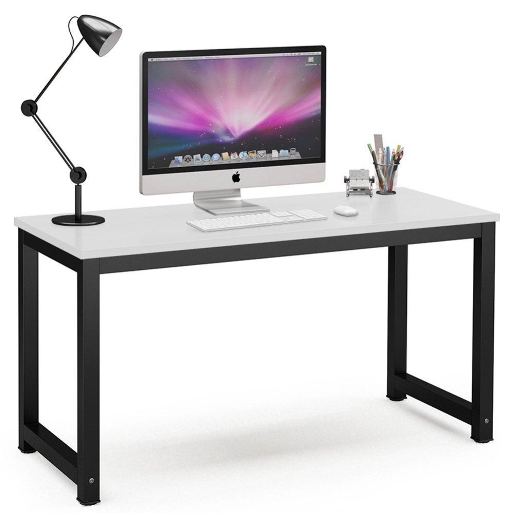 Tribesigns Computer Desk 55 Inch Large Office Desk Computer Table Study Writing Desk For Home Office White Black Leg