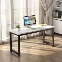 Tribesigns Computer Desk 55 Inch Large Office Desk Computer Table Study Writing Desk For Home Office White Black Leg