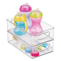 Mdesign Small Plastic Baby Nursery And Food Organizer - Storage Holder Bin With Handles For Closet, Cupboard, Cabinet, Drawers, Shelves - Holds Canned Food, Bottles, Formula, And Milk - Clear