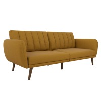 Novogratz Brittany 82 Inch Futon Sofa Bed Upholstered Couch Sleeper With Tufted Back Midcentury Modern Mustard