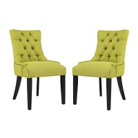 Modway Regent Modern Elegant Button-Tufted Upholstered Fabric With Nailhead Trim, Set Of 2, Wheatgrass