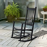Outsunny Outdoor Rocking Chair, Wooden Rocking Patio Chairs With Rustic High Back, Slatted Seat And Backrest For Indoor, Backyard, Garden, Black