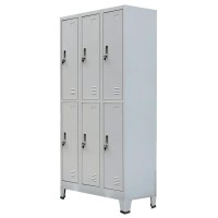 vidaXL Locker Cabinet with 6 Compartments Steel 354x177x709 Gray 20156
