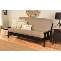 Kodiak Furniture Monterey Futon Set With Black Finish Full Linen Stone
