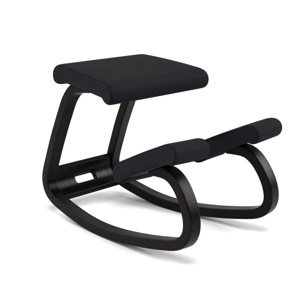 Varier Variable Balans Original Kneeling Chair Designed By Peter Opsvik (Black Revive Fabric With Black Ash Base)