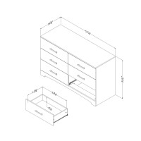 South Shore Gramercy 6-Drawer Double Dresser, Pure White