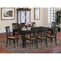 East West Furniture Lgav9-Blk-Lc 9 Piece Set Includes A Rectangle Dining Room Table With Butterfly Leaf And 8 Faux Leather Upholstered Chairs, 42X84 Inch