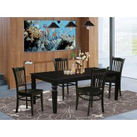 East West Furniture Lggr5-Blk-W Logan 5 Piece Room Furniture Set Includes A Rectangle Kitchen Table With Butterfly Leaf And 4 Dining Chairs, 42X84 Inch, Black