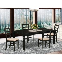 East West Furniture Lgpf5-Blk-C Logan 5 Piece Kitchen Set Includes A Rectangle Dining Room Table With Butterfly Leaf And 4 Linen Fabric Upholstered Chairs, 42X84 Inch