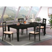 East West Furniture Lgni5-Blk-C Logan 5 Piece Kitchen Set For 4 Includes A Rectangle Table With Butterfly Leaf And 4 Linen Fabric Dining Room Chairs, 42X84 Inch