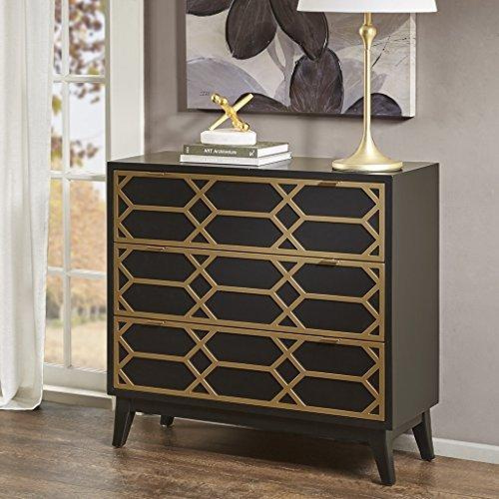 Maria Gold Lattice Accent Chest Blackgold See Below