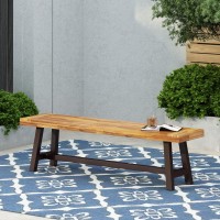 Christopher Knight Home Carlisle Outdoor Acacia Wood And Rustic Metal Bench Sandblast Finish Rustic Metal 14 75 X 63 X 17 5