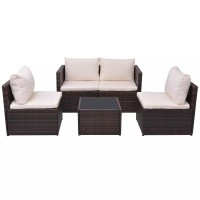 vidaXL Garden Sofa Set 13 Pieces Poly Rattan Brown 43109