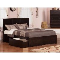 Atlantic Furniture Madison King Platform Bed With Flat Panel Foot Board And 2 Urban Bed Drawers In Espresso Espressoking