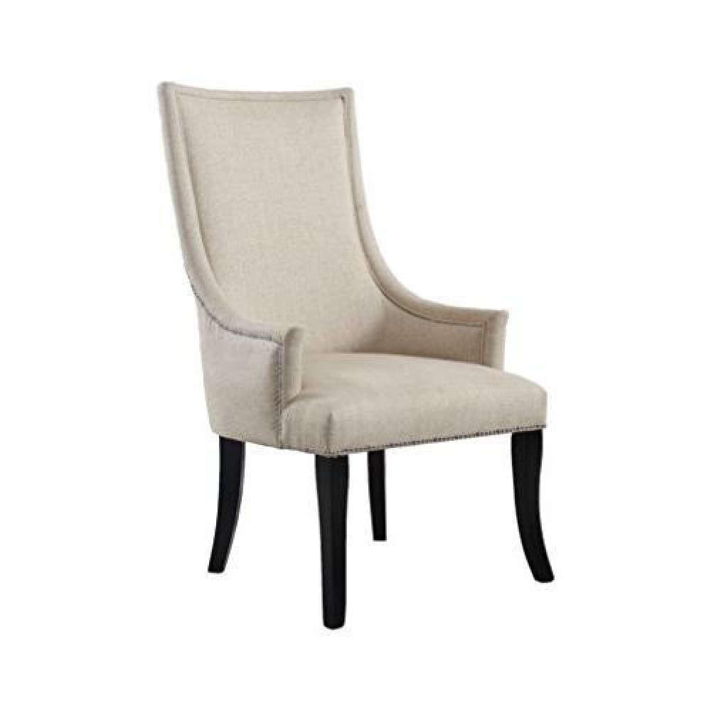 Best Master Melville Fabric Upholstered Accent Chair in NaturalSilver Nail Head