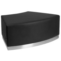 HERCULES Alon Series Black LeatherSoft Backless Convex Chair with Brushed Stainless Steel Base