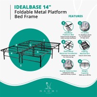 Idealbase 14 Queen Bed Frame Heavy Duty Foldable Bed Frame Folding Bed Frame With Steel Metal Slats Mattress Foundation Box Sp