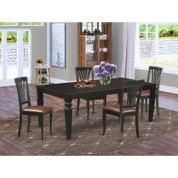 East West Furniture Lgav5-Blk-Lc 5 Piece Dinette Set Includes A Rectangle Room Table With Butterfly Leaf And 4 Faux Leather Upholstered Dining Chairs, 42X84 Inch