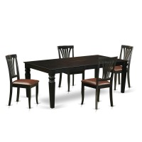 East West Furniture Lgav5-Blk-Lc 5 Piece Dinette Set Includes A Rectangle Room Table With Butterfly Leaf And 4 Faux Leather Upholstered Dining Chairs, 42X84 Inch