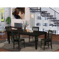East West Furniture Lgno5-Blk-W Logan 5 Piece Kitchen Set Includes A Rectangle Room Table With Butterfly Leaf And 4 Dining Chairs, 42X84 Inch, Black