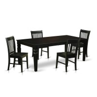 East West Furniture Lgno5-Blk-W Logan 5 Piece Kitchen Set Includes A Rectangle Room Table With Butterfly Leaf And 4 Dining Chairs, 42X84 Inch, Black