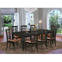 East West Furniture Lgni9-Blk-Lc Logan 9 Piece Kitchen Set Includes A Rectangle Dining Room Table With Butterfly Leaf And 8 Faux Leather Upholstered Chairs, 42X84 Inch