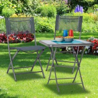 Relaxdays Struk Foldable Patio Table With Glass Table Top, Bistro Table For The Garden & Balcony, Square, 70 X 70 Cm, Gray