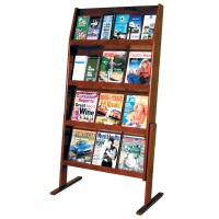 Wooden Mallet Slope 24 Pocket Standing Literature Display 4Hx6W Mahogany