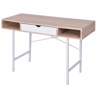 vidaXL Desk with 1 Drawer Oak and White 20135