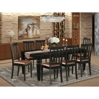 East West Furniture Lgan9-Blk-Lc 9 Piece Set Includes A Rectangle Dinner Table With Butterfly Leaf And 8 Faux Leather Dining Room Chairs, 42X84 Inch