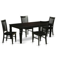 East West Furniture Lgwe5-Blk-W Logan 5 Piece Modern Set Includes A Rectangle Wooden Table With Butterfly Leaf And 4 Kitchen Dining Chairs, 42X84 Inch
