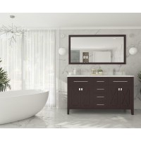 Wimbledon - 60 - Brown Cabinet + White Carrara Marble Countertop