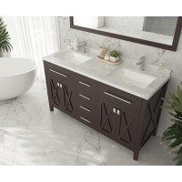 Wimbledon - 60 - Brown Cabinet + White Carrara Marble Countertop