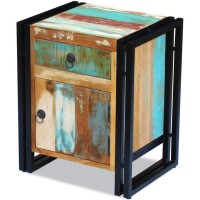 vidaXL Solid Reclaimed Wood Bedside Side Cabinet Nightstand Telephone Stand