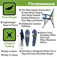 Strongback Elite 2.0 Adult Camping Chair With Lumbar Support And Carry Bag, Navy/Grey