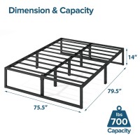 Zinus Lorelei 14 Inch Metal Platform Bed Frame Mattress Foundation With Steel Slat Support No Box Spring Needed Easy Assembly