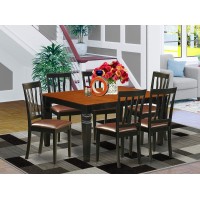 East West Furniture Wean7-Bch-Lc 7 Piece Dining Room Furniture Set Consist Of A Rectangle Kitchen Table With Butterfly Leaf And 6 Faux Leather Upholstered Chairs, 42X60 Inch