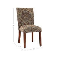 Homepop Parsons Upholstered Accent Dining Chair  Set Of 2  Blue And Brown Paisley