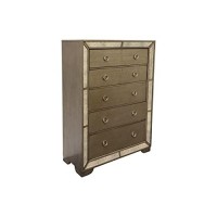 Best Master Ava Solid Wood Mirrored 5-Drawer Chest In Silver Bronze