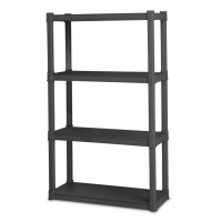 Sterilite 4 Shelf Unit Easy To Assemble Plastic Storage Shelves Organize Bins In The Garage Basement Attic Mudroom Gray 3