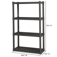 Sterilite 4 Shelf Unit Easy To Assemble Plastic Storage Shelves Organize Bins In The Garage Basement Attic Mudroom Gray 3