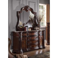 Best Master Barneys 2Piece Wood Dresser and Mirror Set in Walnut wMarble Top