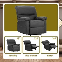 Recliner Single Sofa Sectional Recliner Sofa Set Pu Leather Set 3 Pcs Motion Sofa Recliner Couch Manual Reclining Chair 3 Seater For Living Room (Black)