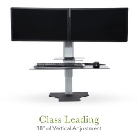Uprite Ergo Sit2Stand Standing Desk Converter - Dual Monitor Mount - Silver/Black