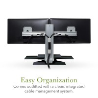 Uprite Ergo Sit2Stand Standing Desk Converter - Dual Monitor Mount - Silver/Black