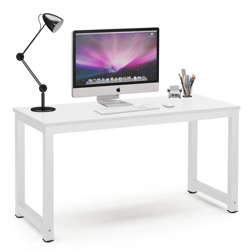 Tribesigns Computer Desk 55 Inch Large Office Desk Computer Table Study Writing Desk For Home Office White White Leg