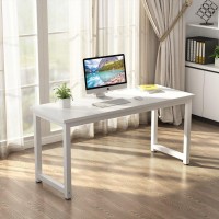 Tribesigns Computer Desk 55 Inch Large Office Desk Computer Table Study Writing Desk For Home Office White White Leg