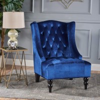 Christopher Knight Home Toddman High-Back Velvet Club Chair, Navy Blue