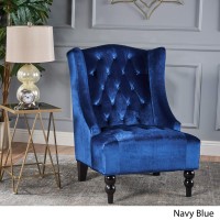 Christopher Knight Home Toddman High-Back Velvet Club Chair, Navy Blue