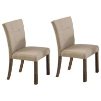 Best Master Hadley Solid Wood Dining Side Chair in Light GrayBeige Set of 2